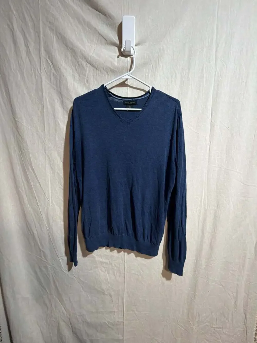 Banana Republic Silk Linen V-Neck Blue Sweater Men's Size L